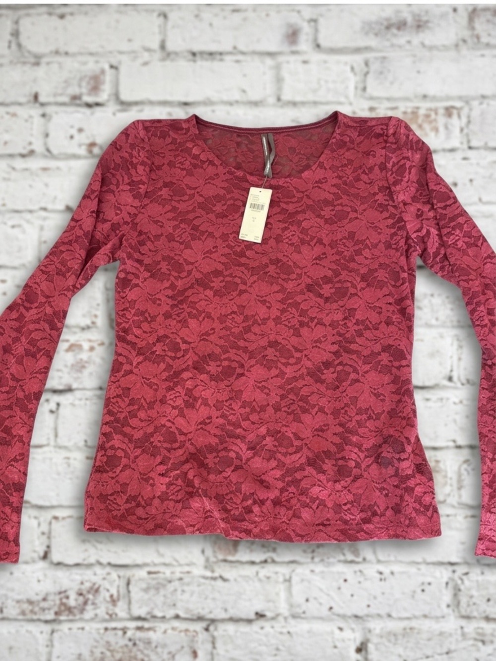 Anthropologie Rose Lace Long-Sleeve Tee